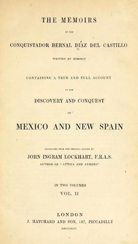 Memoirs, of the Conquistador Bernal Diaz del Castillo Vol. 2 (1844)