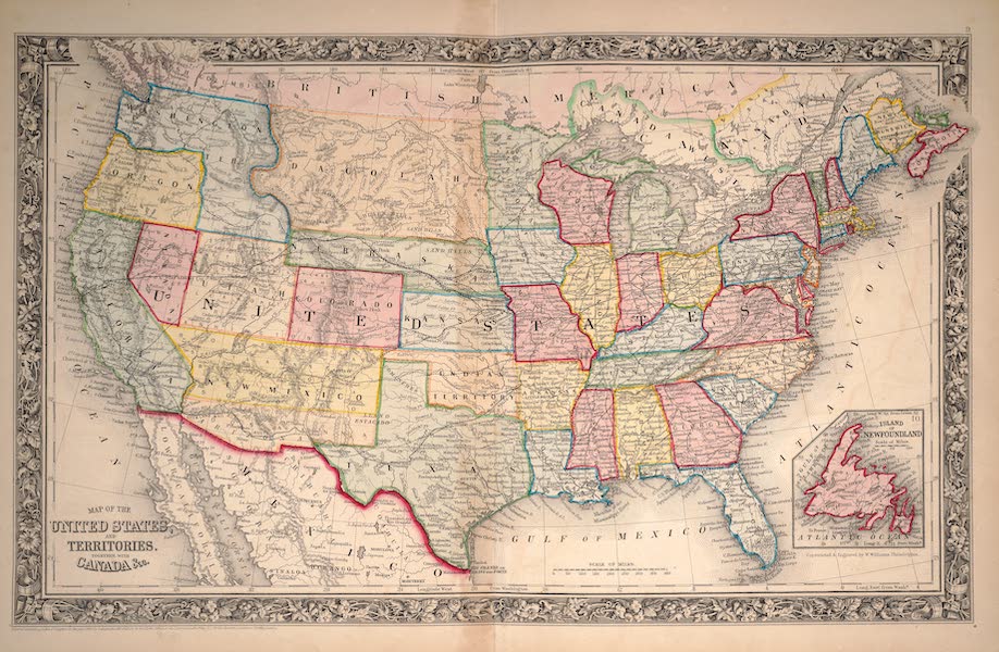 Mitchell's New General Atlas - Map of the United States and Territories (1861)