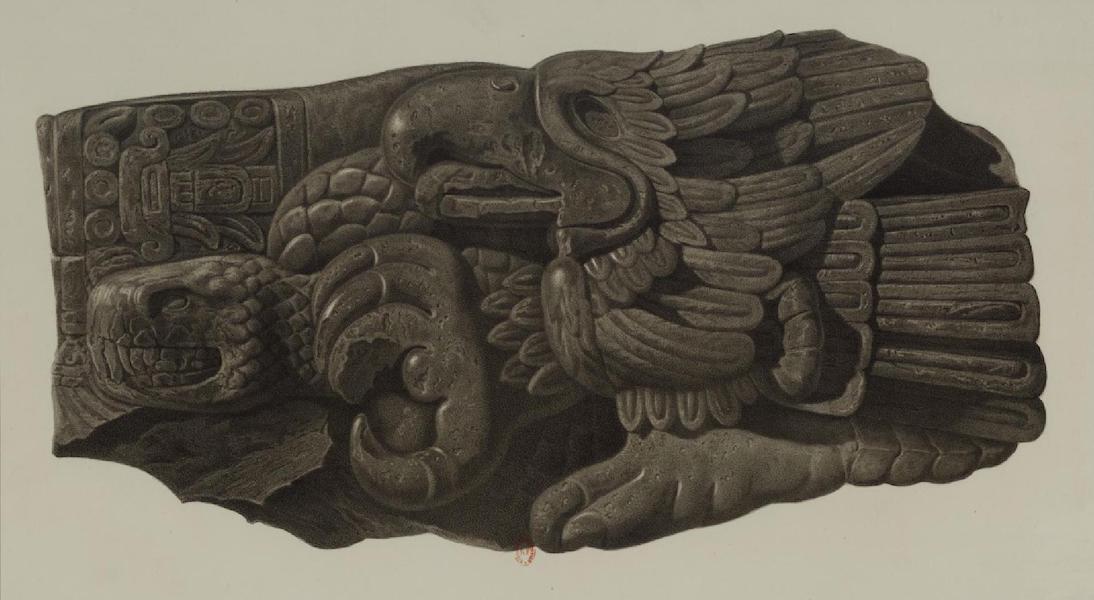 Monuments anciens du Mexique - Pt. III - Beau fragment de pierre verte basaltique (1866)