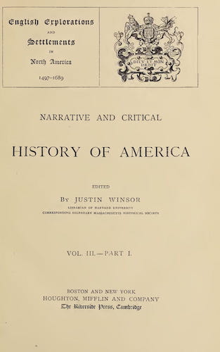New World - Narrative and Critical History of America Vol. 3, Pt. 1