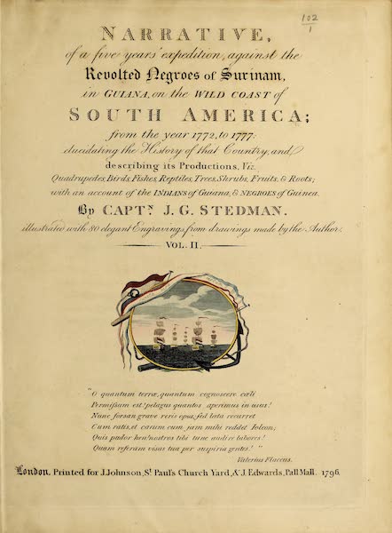 Narrative, of a Five Years Expedition Vol. 2 - Title Page (1796)