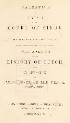 Bombay - Narrative of a Visit to the Court of Sinde