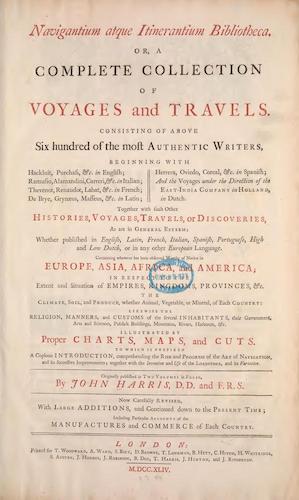 Navigantium Atque Itinerantium Bibliotheca Vol. 1 (1744)