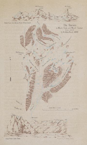 New Zealand : Its Physical Geography, Geology, and Natural History - The Glaciers on Mount Cook and Mount Tasman (1867)