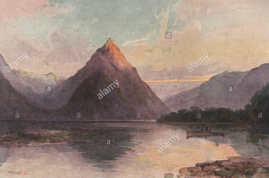 New Zealand, Painted and Described - Mitre Peak (1908)