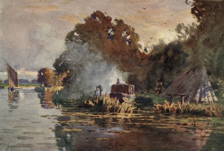 Norfolk and Suffolk Painted and Described - An Eel-fisher on the Bure, Norfolk (1921)