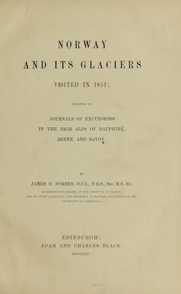 Norway and its Glaciers - Title Page (1853)