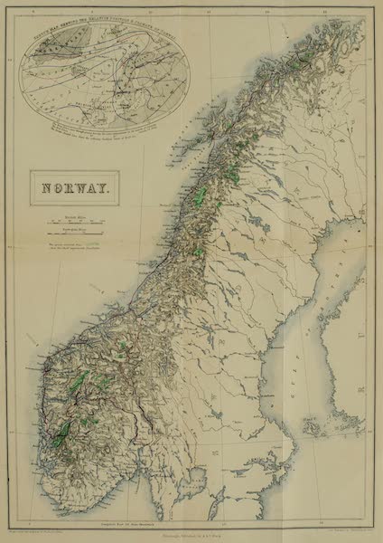 Norway and its Glaciers - Map of Norway (1853)