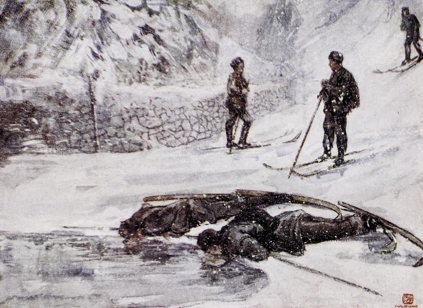 Norway, Painted and Described - Skiers drinking Goosewine (1905)