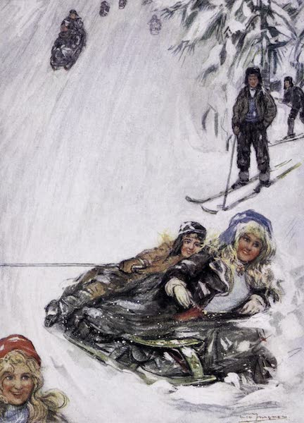 Norway, Painted and Described - Girls on Overturned Sledge, Holmencollen (1905)