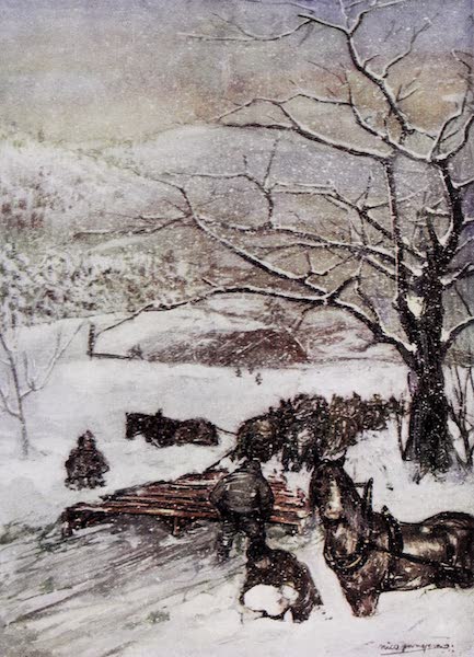Norway, Painted and Described - Snow Plough drawn by Eight or Ten Horses (1905)