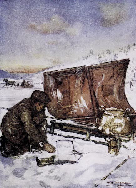 Norway, Painted and Described - Fishing through the Ice on Christiania Fjord (1905)