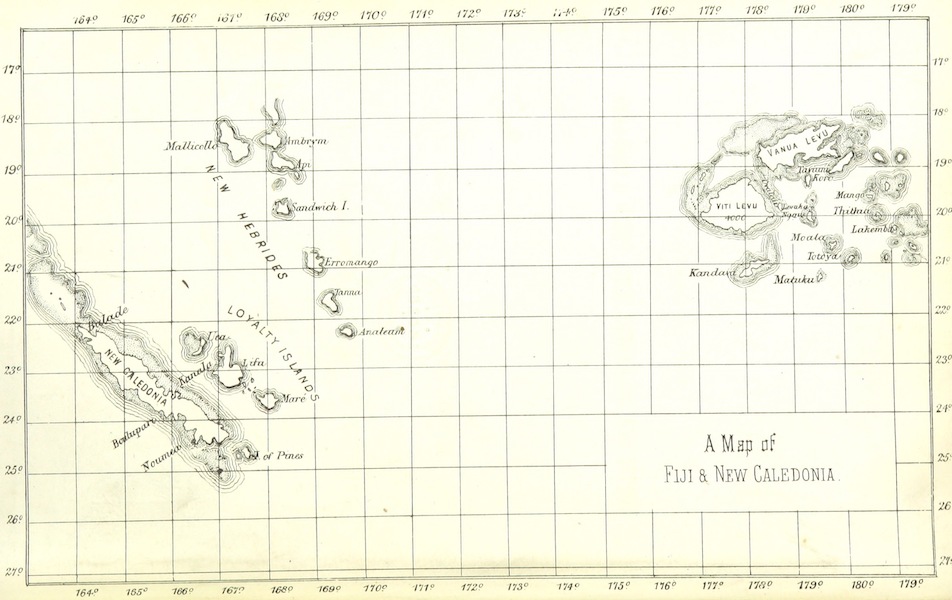 Notes of Travel in Fiji and New Caledonia - A Map of Fiji and New Caledonia (1880)