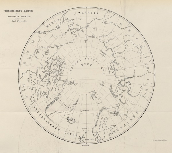 Oesterr.-Ungar. Arktische Expedition  - Uebersichts Karte des Arctischen Gebietes Gezeichnet von Karl Weyprecht (1879)