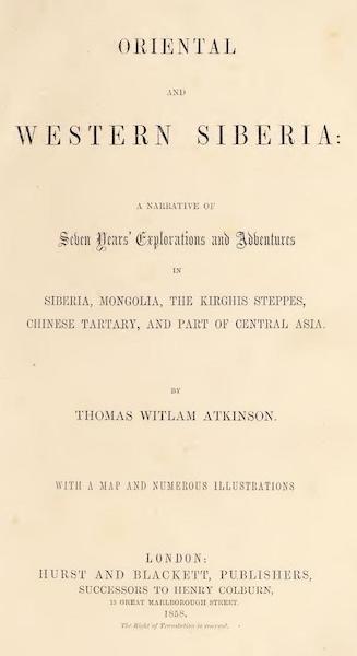 Oriental and Western Siberia - Title Page (1858)