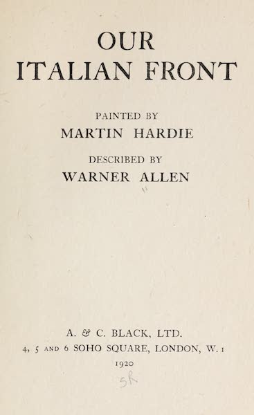 Our Italian Front - Title Page (1920)