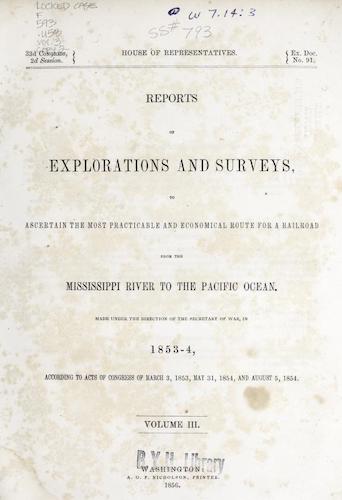 American Southwest - Pacific Railroad Survey Reports Vol. 3