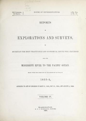 American Southwest - Pacific Railroad Survey Reports Vol. 4