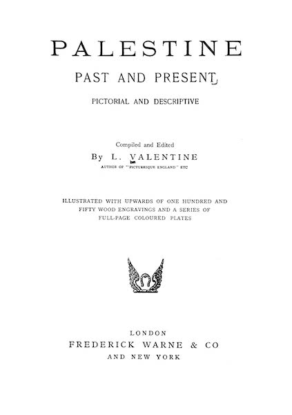 Palestine, Past and Present. Pictorial and Descriptive - Title Page (1890)