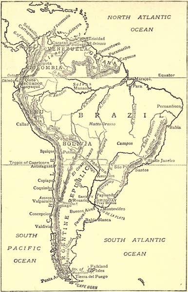 Peeps at Many Lands: South America - Sketch Map of South America (1915)