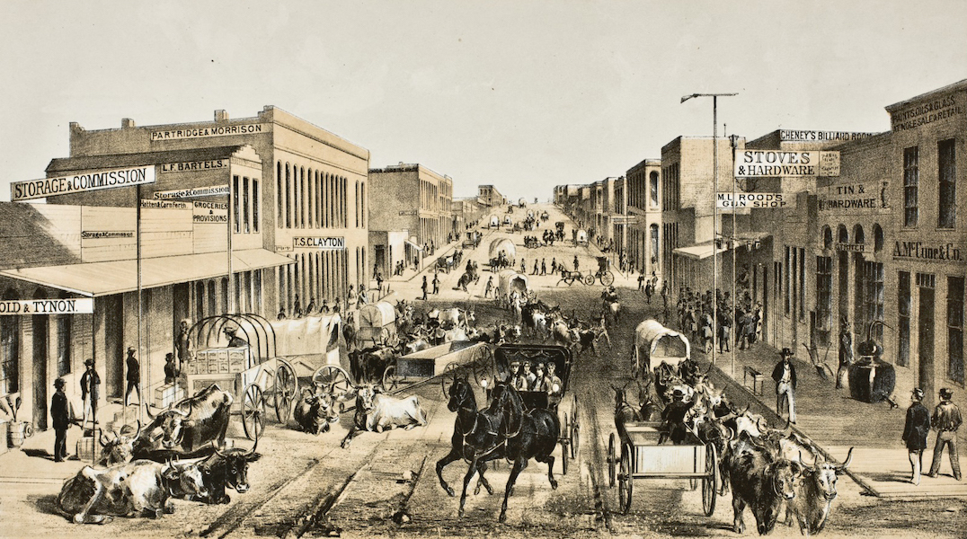 Pencil Sketches of Colorado - F Street, Denver (1866)