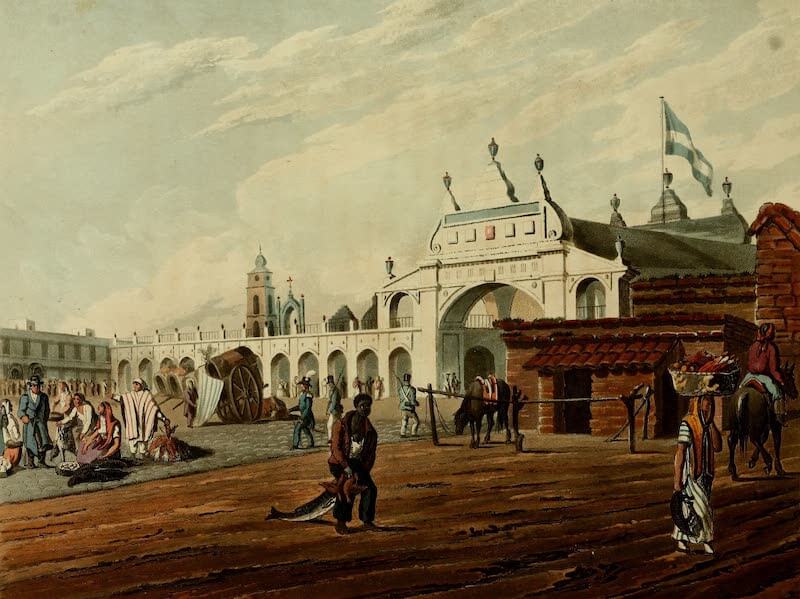 Picturesque Buenos Ayres & Monte Video - Market Place (1820)