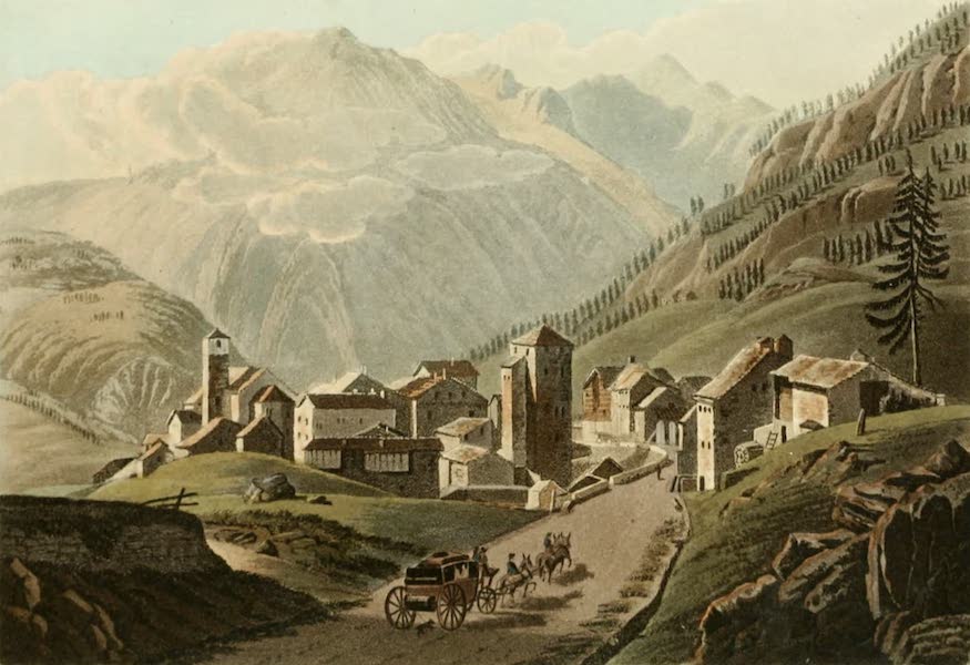 Picturesque Tour from Geneva to Milan - View of the Village of Simplon (1820)