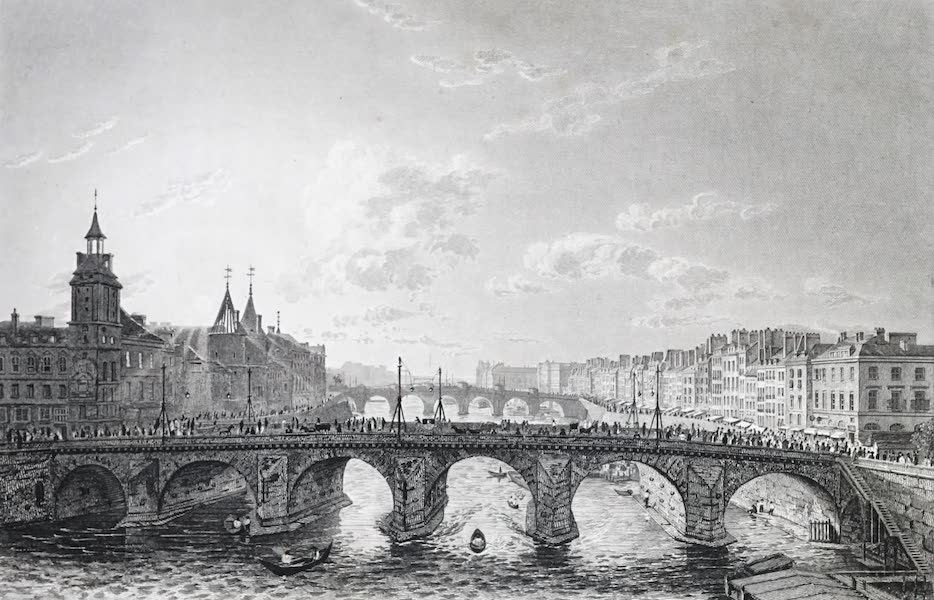 Picturesque Views of the City of Paris Vol. 1 - View from Pont Notre-Dame, showing Pont au Change, &c (1823)