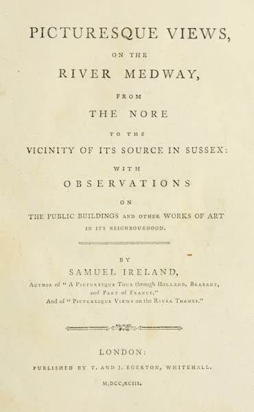 Picturesque Views on the River Medway - Title Page (1793)