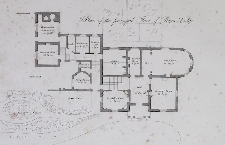 Plans and Views of Ornamental Domestic Buildings - Plan of the Principal Floor of Ryes Lodge (1836)