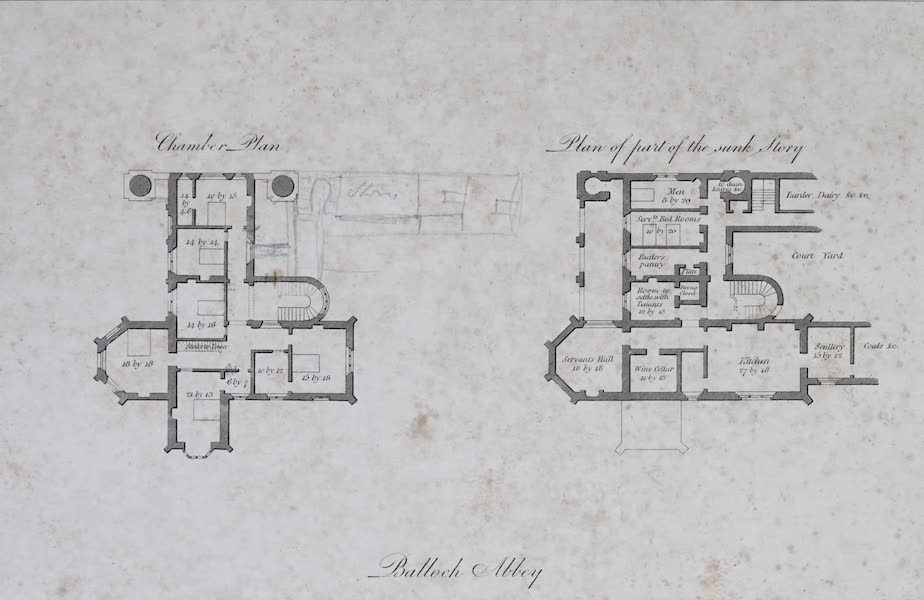 Plans and Views of Ornamental Domestic Buildings - Chamber Plan & Part of the Sunk Story, Balloch Abbey (1836)