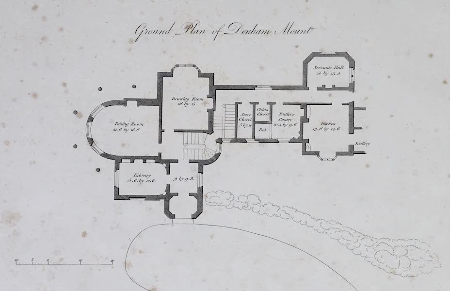 Plans and Views of Ornamental Domestic Buildings - Ground Plan of Denham Mount (1836)