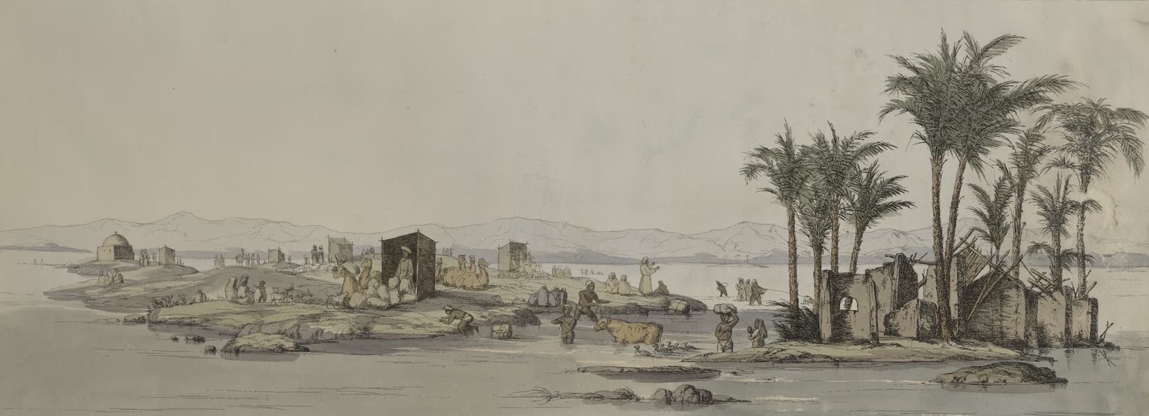 Plates Illustrative of the Researches and Operations of G. Belzoni - Overflowing of the Nile (1820)