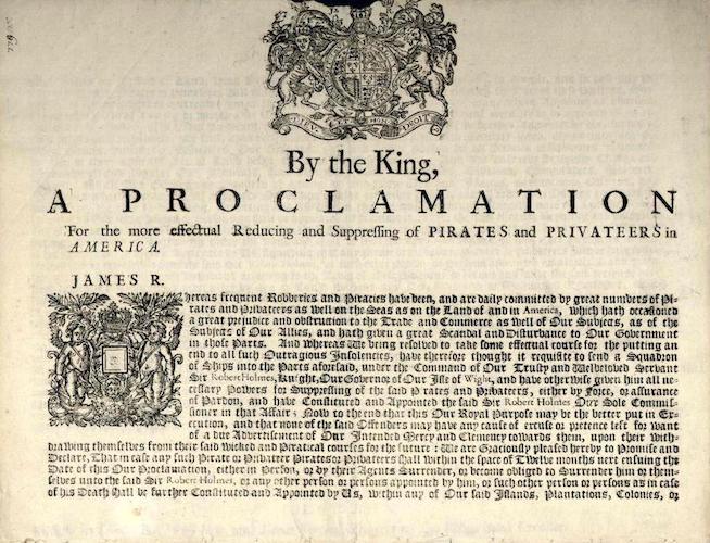 England - Proclamation for Suppressing of Pirates and Privateers in America