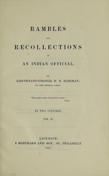 Rambles and Recollections of an Indian Official Vol. 2 - Title Page (1844)