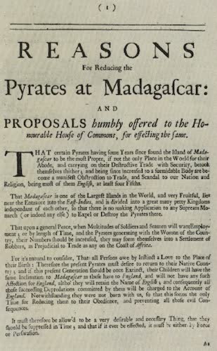 Reasons for Reducing the Pyrates at Madagascar (1704)