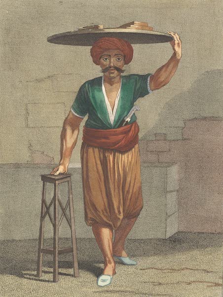 Recueil de Cent Estampes Representant Differentes Nations du Levant - Halvadgi, vendeur de Confitures par les rues (1714)