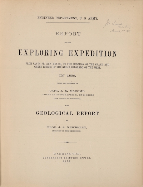 Report of the Exploring Expedition from Santa Fe - Title Page (1876)