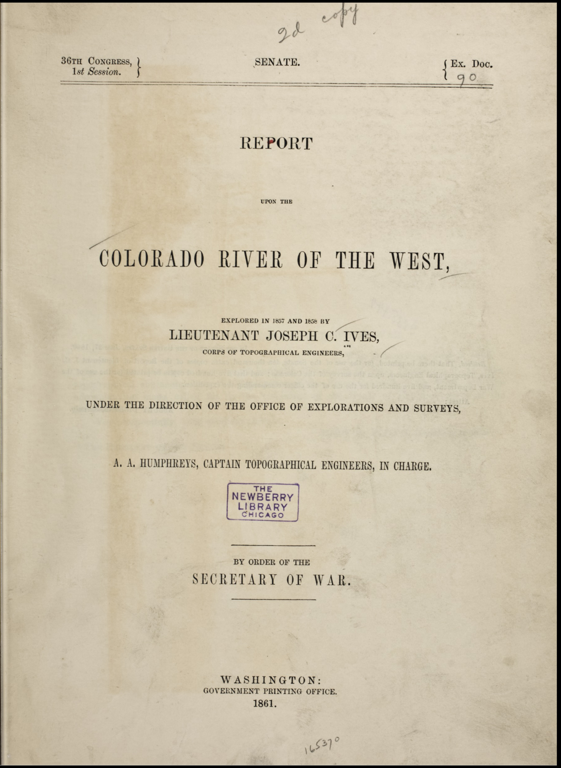 American Southwest - Report Upon the Colorado River of the West