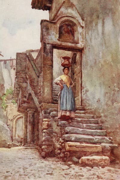 Rome, Painted and Described - Roman Peasant carrying Copper Water Pot (1905)