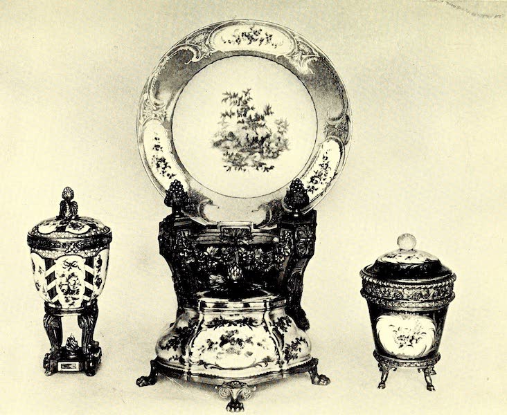 An Early Inkstand, Two Vases, and a Plate