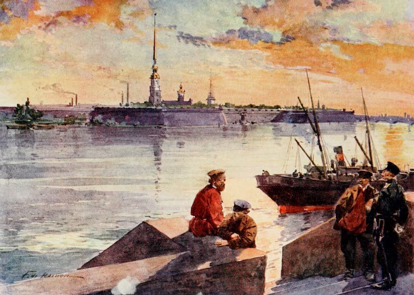 Russia, Painted and Described - The Palace Quay of the Neva (1913)