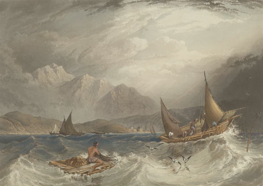 Scenery, Costumes and Architecture, Chiefly on the Western Side of India - Fishing boats in the Monsoon, northern part of Bombay harbour (1826)