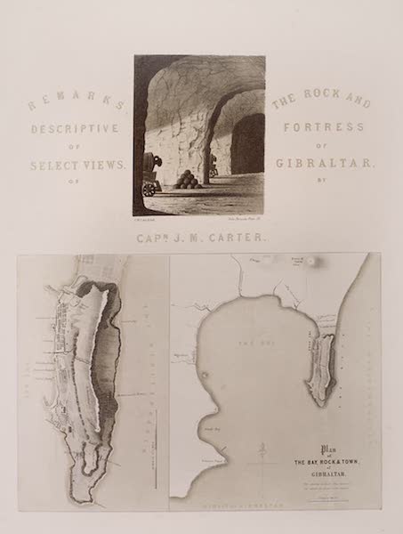 Plan of the Bay, Rock & Town of Gibraltar [and small view inside St. Michael's Cave]