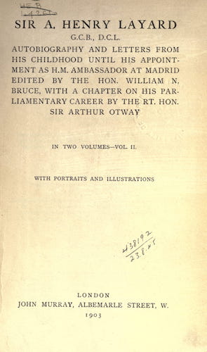 Sir A. Henry Layard - Autobiography and Letters Vol. 2 (1903)
