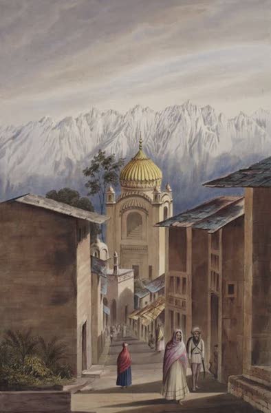 Six Views of Kot Kangra and the Surrounding Country - Gilt temple in the town of Mulkera (1847)