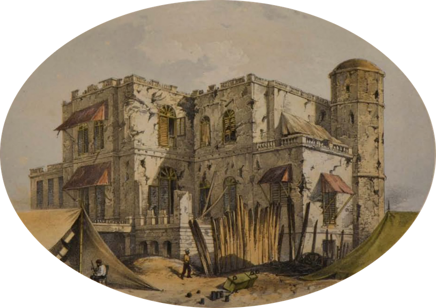 Sketches and Incidents of the Siege of Lucknow - The Residency, from the Water Gate (1857)