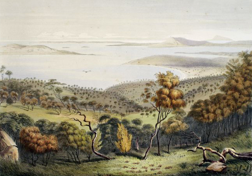 South Australia Illustrated - Port Lincoln, looking across Boston Bay towards Spencers Gulf Stanford Hill in the distance (1847)