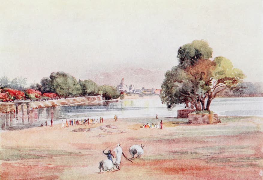 A Tank in Mysore with the Maharajah's Palace in the distance