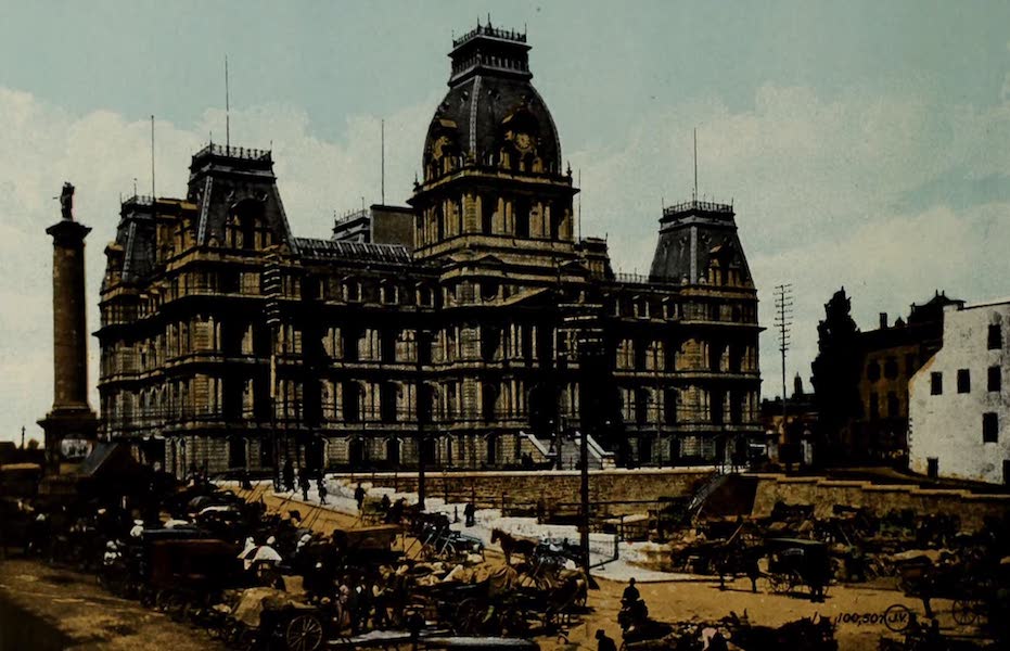 Souvenir of Montreal - City Hall and Market Place (1910)